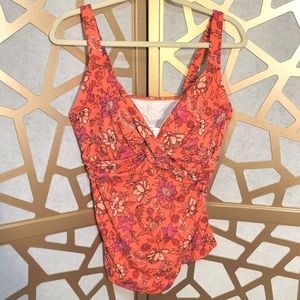 NWT LAND'S END Floral Print Underwire Tankini